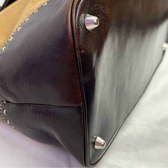 Coach Hamptons Madison Leather Suede Carryall Satchel Handbag Brown Tan - Picture 11 of 14